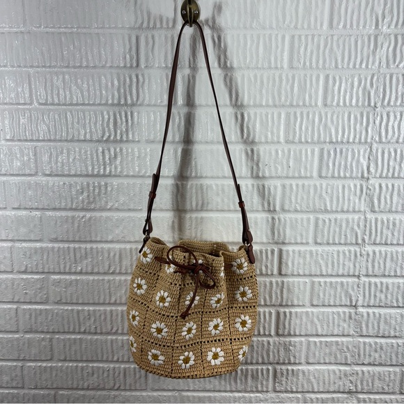 Sezane Raffia Farrow Daisy Embroidered Bag - Picture 4 of 12